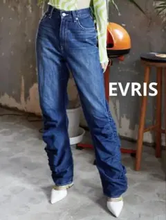 EVRIS ドレープデザインワイドデニムパンツ インディゴ Y2Kのサムネイル