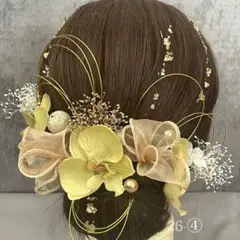 胡蝶蘭髪飾り♡成人式　和装　結婚式　金箔水引振袖　袴　卒業式　リボン　ピスタチオ