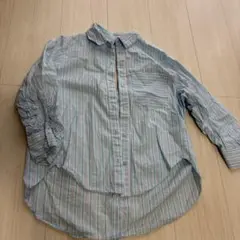 ZARAキッズ水色と白のストライプ 七部袖シャツ 134cm