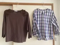 Couture Brooch ブラウントップスとチェック柄シャツセット未使用品