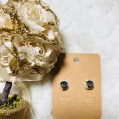 【ハンドメイド】カラフルスクエア型スタッドピアス