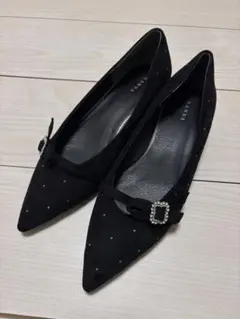RANDA ビジューパーツフラットパンプス ブラック 24cmのサムネイル