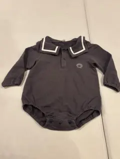 ダークグレー 襟付きロンパース 80