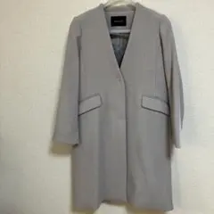 Simplicite ノーカラー ロングコート ライトグレー M