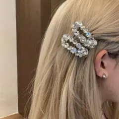 【2個セット】ヘアピン　ヘアクリップ　ヘアアレンジ　髪飾り　ビジュー　キラキラ