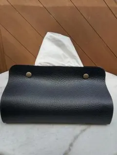 「マーガレット様ご依頼の品」ソフトパックティッシュ用ケース黒シボアンティーク