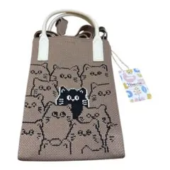 【新品タグ付き】ねこデザイン ミニショルダーバッグ ブラウン