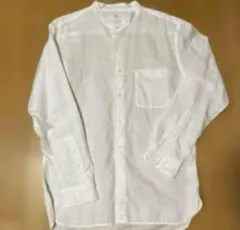 ユニクロ　バンドカラー長袖シャツ　コットンリネン　麻綿