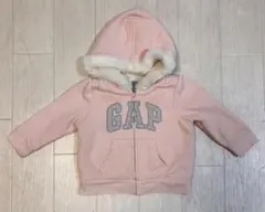 babyGap フード付きパーカー 80cm ピンク　ロゴがキラキラで可愛いボア