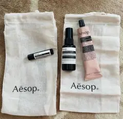 【新品】 Aesop ハンドバーム&リップバーム&ハンドミスト 巾着袋2枚付き