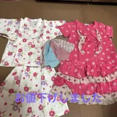 水玉模様フリルドレス 、女子甚平　 　　　セット売り