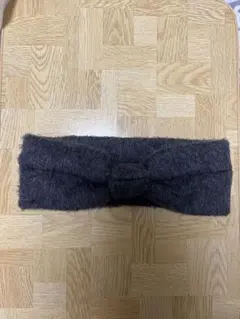 ウール混紡 ツイストヘアバンド ダークグレー