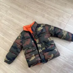 迷彩・オレンジ リバーシブルダウンコート サイズ8