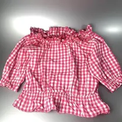 メゾピアノ いちご チェック トップス ブラウス ピンク　110cm