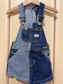 美品:Lee ストライプデニムオーバーオール 80cm