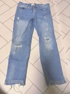キッズ デニムパンツ ダメージ加工 青 ZARA サイズ6 116cm ジーパン