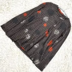 ジャンニロジュディチェ ブラウン 長袖カットソーSサイズ ボーダー柄 ドット柄