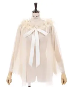 axes femme 4wayアイボリー シースルー 長袖トップス