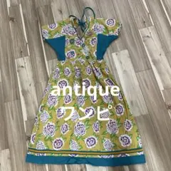 antique 花柄コットンロングワンピース 半袖