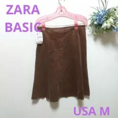 ♪ZARA フレアスカート USA M ブラウン 秋冬服 タグ付き a0117