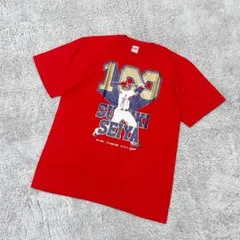 野球Tシャツ【XL】応援グッズ 鈴木誠也 100本塁打達成記念 半袖 レッド