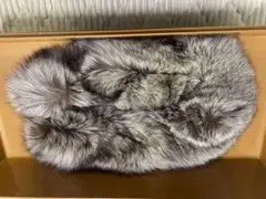 グレー ファーショール ラウンド型