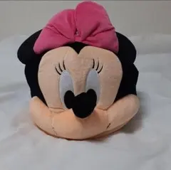 ミニーマウス ぬいぐるみ帽子 黒・ピンク モコモコ　ファンキャップ