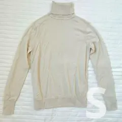 UNIQLO S オフホワイト メリノ リブタートルネックセーター ニット
