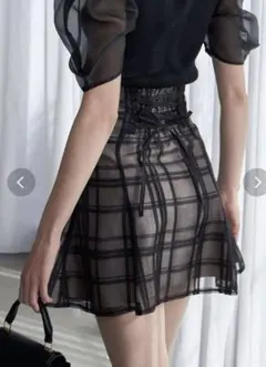 MERCURYDUO シアーチェックバックレースアップミニスカパン