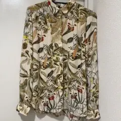 H＆M エイチアンドエム シャツ シアーシャツ ボタニカル 長袖 柄シャツ