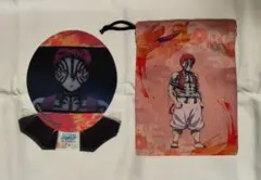 鬼滅の刃×柿安 猗窩座 立つうちわ 巾着セット