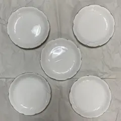 食器　14cm 皿　平皿　小皿　中皿　陶器　花　金縁　白　ホワイト　5点