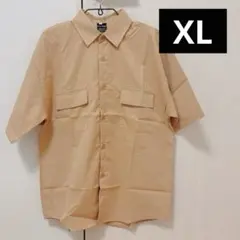 メンズ シャツ 半袖 無地 カジュアル シンプル ベージュ XL