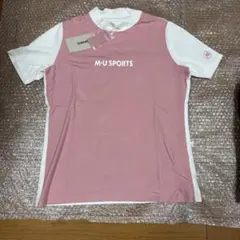 13時迄M.U SPORTS ゴルフ ロゴ刺繍シャツ ピンク サイズ42 新品