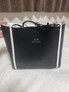 Armani Exchange トートバッグ 黒 白 リバーシブル
