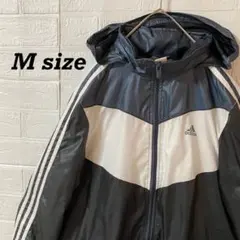 アディダス　フーディナイロンジャケット 白×ダークグレー