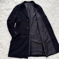 【美品】XLサイズ 極上カシミヤ ユニクロ ロング丈 チェスターコート ブラック