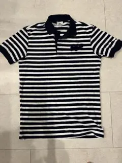 LACOSTE ストライプ ポロシャツ　紺