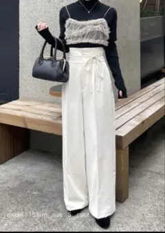 hinariアイボリーハイウエスト ワイドパンツ