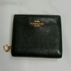 ☆未使用☆ COACH 折り財布 ブラック レザー ゴールド金具