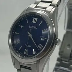 SEIKO エクセリーヌ SWCW147 電波ソーラー ネイビー文字盤 稼働美品
