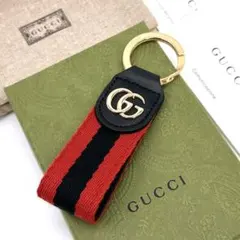未使用✨GUCCI グッチ OPHIDIA WEB キーリング GGロゴ 赤×紺