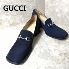 ✨本日最終✨〈GUCCI〉ヴィンテージグッチ黒ローファー金属バックル23.5