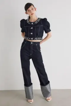 未使用級✨】rienda オーバーターンJ/W DENIM PTのサムネイル