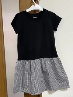 130夏物未使用　黒銀紙チェックワンピースのサムネイル