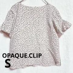 オペークドットクリップ ドットブラウス フリル袖 ピンク 半袖レディース美品S