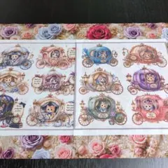 未使用　可愛い猫ちゃんパネル生地2枚＆薔薇リボン柄生地