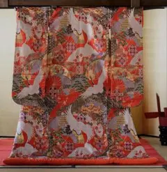 正絹 手書き友禅 絹 振袖 新品 未仕立て 仮絵羽 美品 在庫処分品