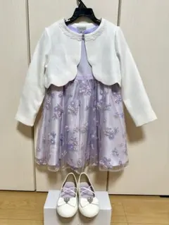 エニィファム⭐︎フラワー刺繍フォーマルワンピース ボレロ120 シューズ19セット