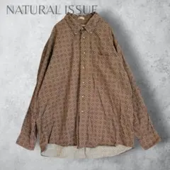 NATURAL ISSUE 90s ビンテージシャツ 幾何学模様 ブラウン XL